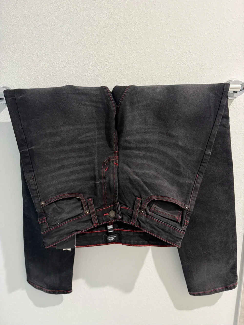 True Religion Black Skinny Jeans with Red Stitching